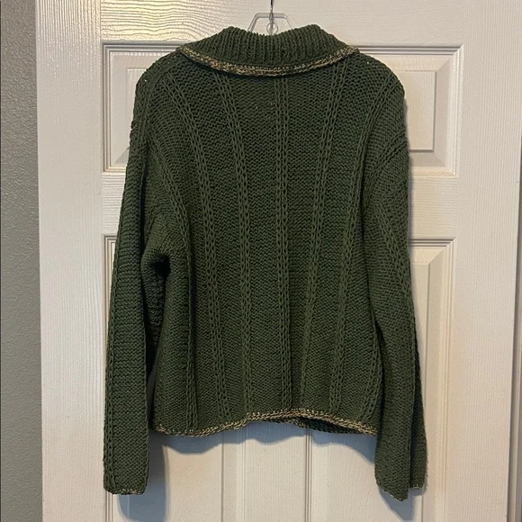 Rico Green Cowl Neck Women's Sweater. 100%cotton handmaid in Thailand. - Picture 3 of 5